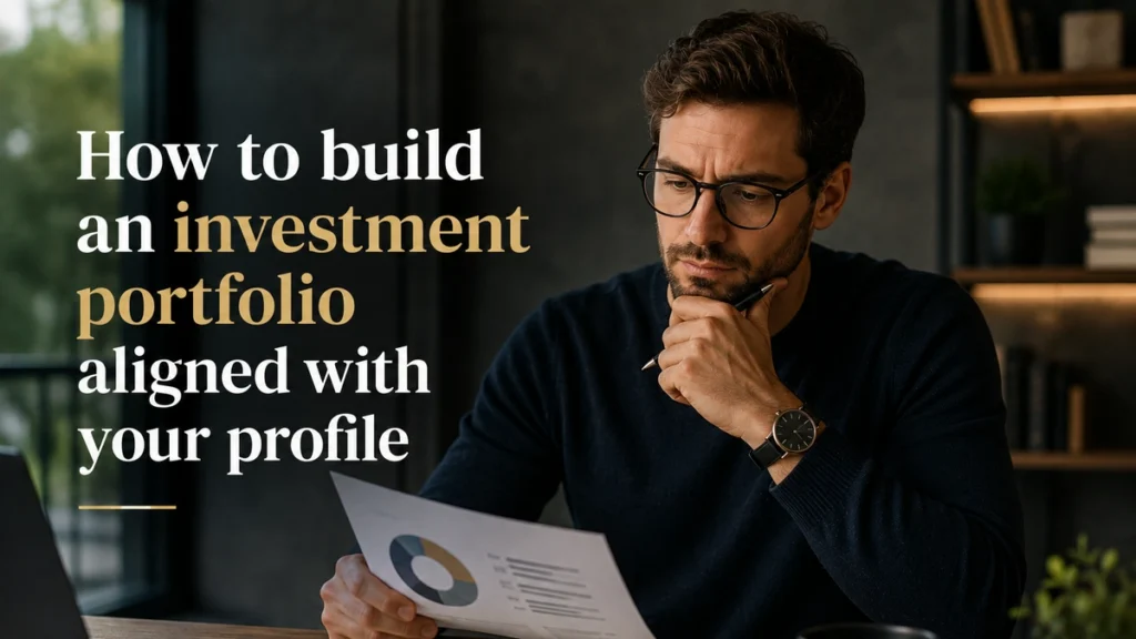 Man reviewing a portfolio allocation chart, illustrating how to build an investment portfolio aligned with your risk profile