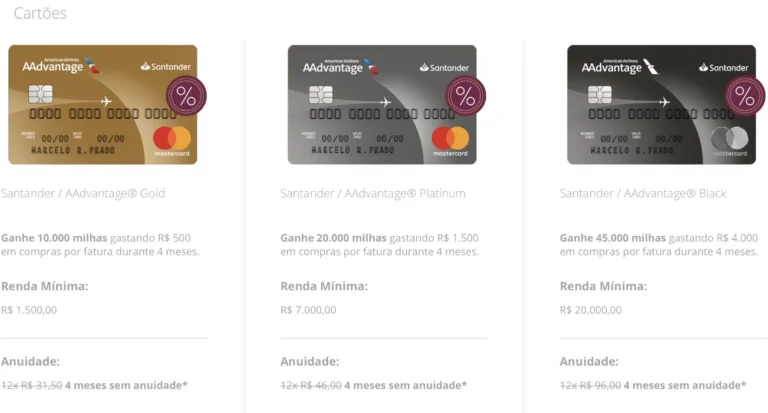Cartão Santander AAdvantage Platinum: Acumule milhas no programa AAdvantage da American Airlines!